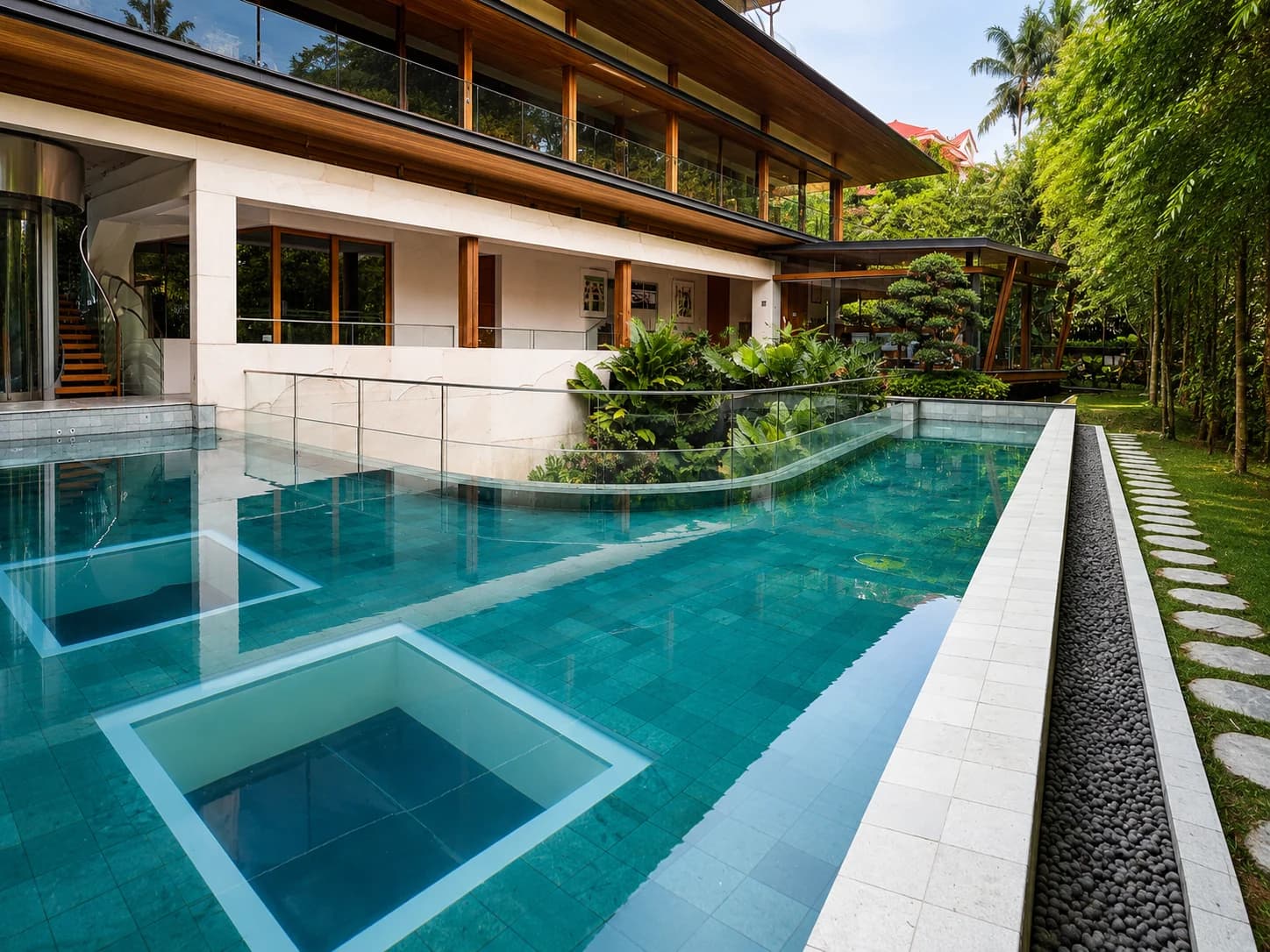 House off Cluny Road acrylic pool panel