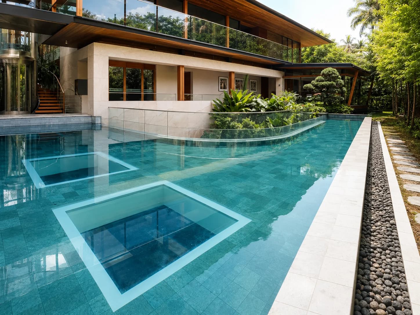 House off Cluny Road acrylic pool panel