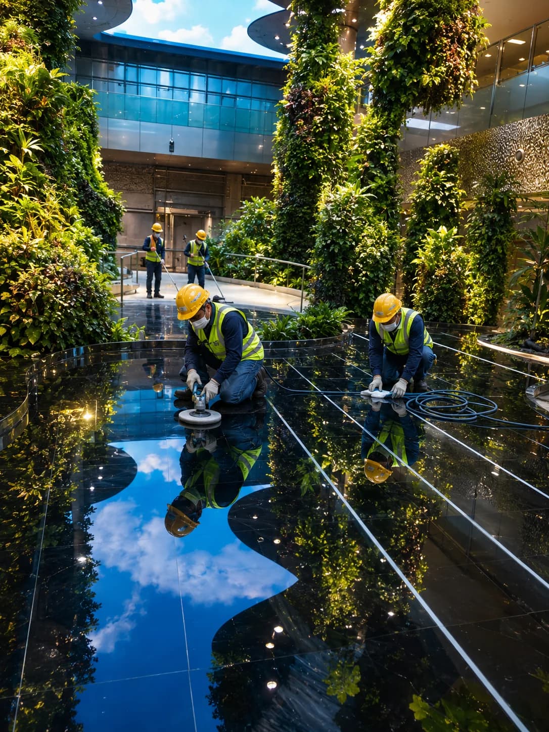 Acrylic panel maintenance work